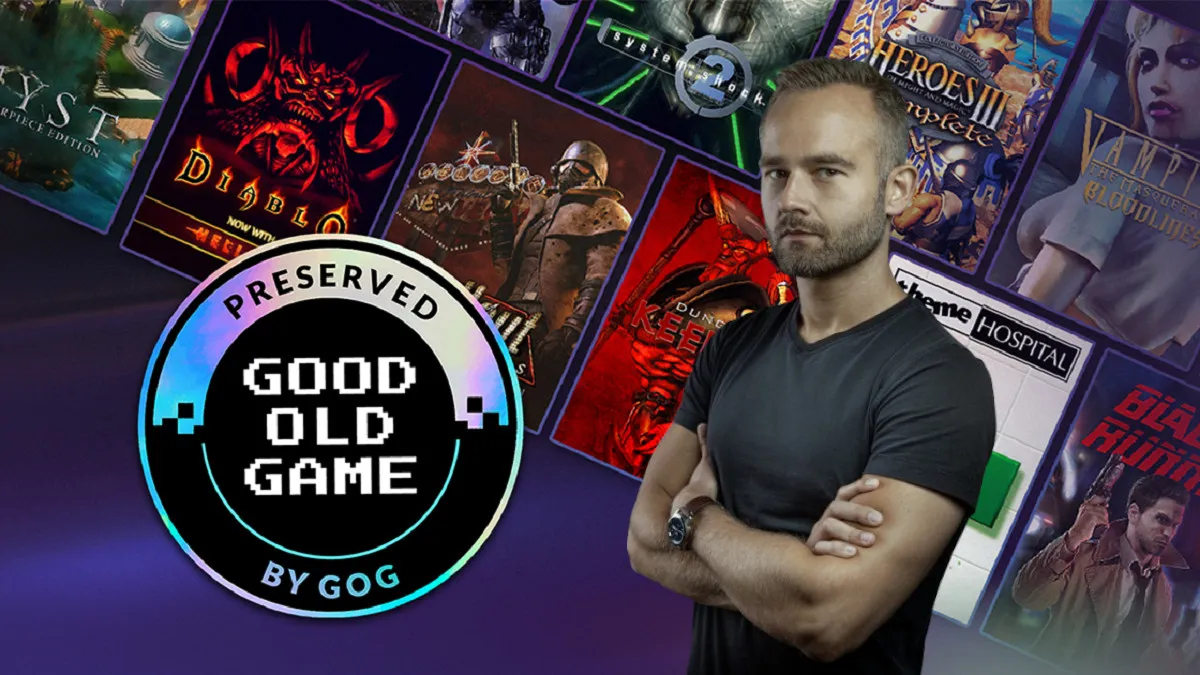 Marcin Paczynski beside the Good Old Game emblem.